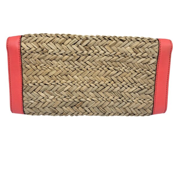 Kate Spade Folly Beach Makenzi Sea Grass Clutch Purse Woven Natural 11"x6.5" - Picture 11 of 12